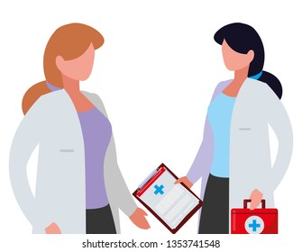 girls doctors with order and kit medical