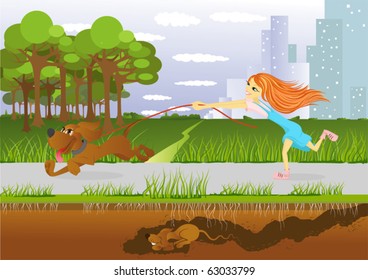 Girls with dog