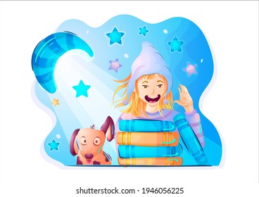 Girls and the dog in wonderfull dream