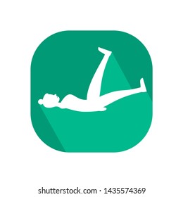 Girls doing exercises in the gym. Arms, legs and butt training for women. Icon with long shadow and flat vector symbol.