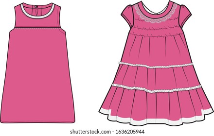 Girls Dress Fashion Flat Templates