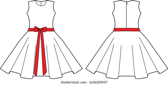 Girls Dress Fashion Flat Templates