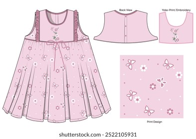 Girls dress with floral print