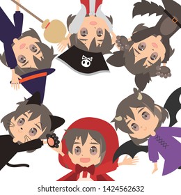 Girls dressed as Halloween costumes
