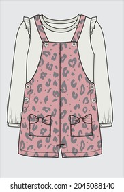 GIRLS DUNGAREE WITH FRILL TOP