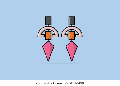 Girls earring with gemstone vector illustration. Beauty fashion objects icon concept. New arrival women jewelry earrings vector design.