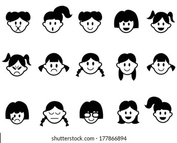 girls emotion face icons