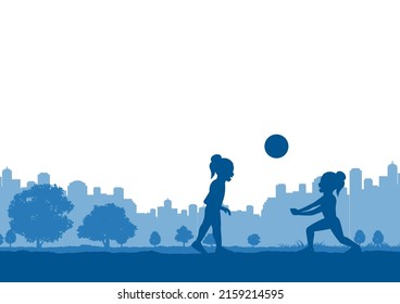 girls enjoy with playing volleyball ,vector illustration