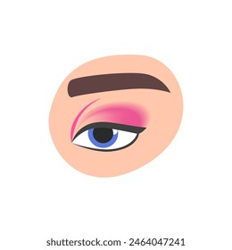 Ojo de las muchachas con el maquillaje ahumado del glamour para la fiesta divertida, delineador de ojos negro y Ilustración vectorial de la sombra rosa