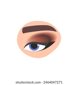 Ojo de las muchachas con el maquillaje ahumado del glamour, delineador de ojos negro y Ilustración vectorial de la sombra marrón