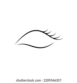 Girls eye vector black outline icon. EPS 10. Eyelid, lid simple flat illustration. Eyelash isolated on white. Eye close up makeup concept. Lamination, mascara, blepharoplasty, plastic surgery sign