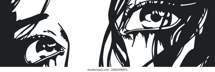 Girl's eyes. Anime and manga. Vector art