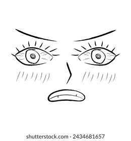 Girl's face with emotions in Anime kawaii style. On a white background. For web. Angry face