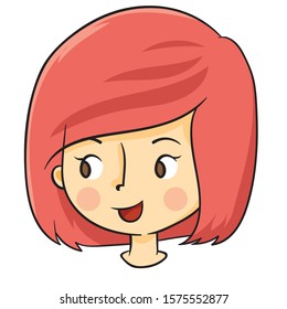 A girl's face with expressions and feelings.red hair . happy girl