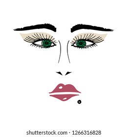 girl's face, makeup
