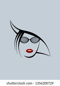 The girl's face on a gray background