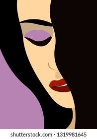 The girl's face on a light background