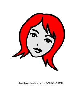 Girl's face on white background. Vector illustration