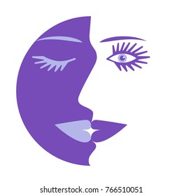 Girls face and profile  as symbol day and night abstract vector illustration
