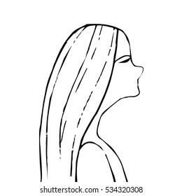 Girl's face in profile. Vector illustration