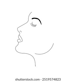 the girl's face is sideways black outline on a white background