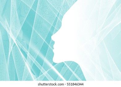 Girl's face silhouette behind tulle