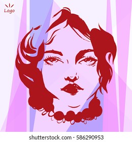 the girl's face, vector background