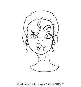 La cara de la chica. Diseño de vectores en un fondo blanco aislado para banners y postales.Libro de bocetos
