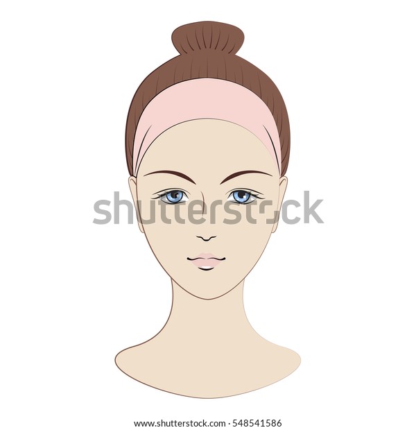 Girl's face without makeup. Woman's face before makeup. Vector