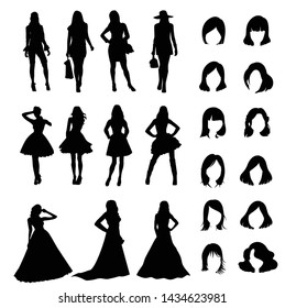 Girls fashion design,Hair style.Vector Illustration Design.