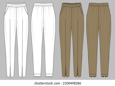 Girls Fashion Formal Pant Flat Sketch