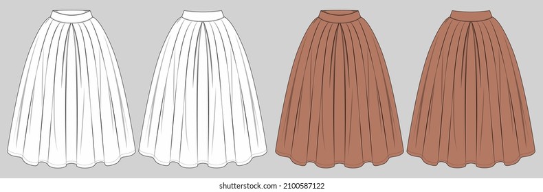Girls Fashion Skirt Flat Sketch Template