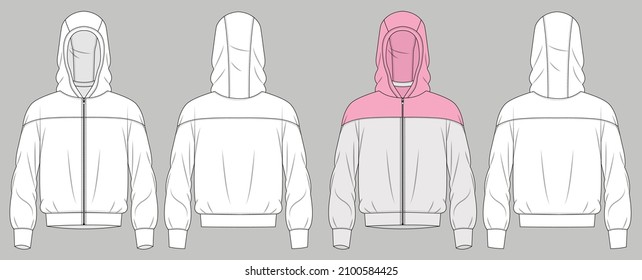 Girls fashion Sweat shirt flat sketch template