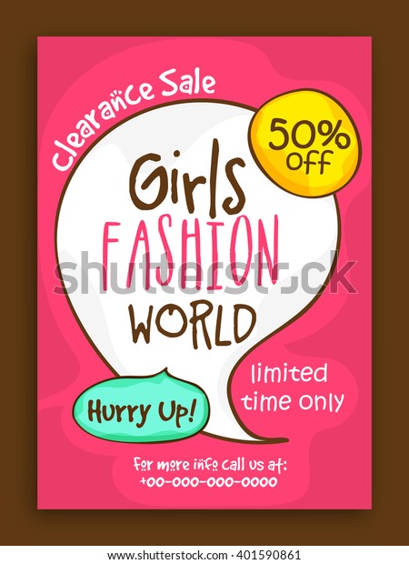 Girls Fashion World Clearance Sale Poster Stock Image Download Now