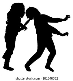 girls fighting silhouette vector 