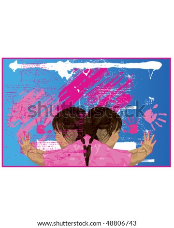 Girls Finger Painting Girls Finger Painting