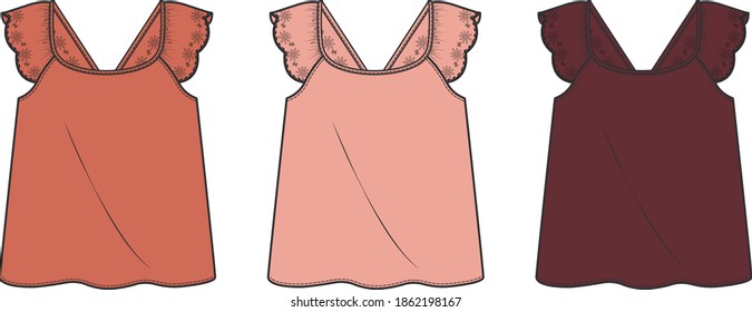 girls flat sketch summer blouse