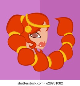 girls in flat style, "Zodiac set"; scorpio