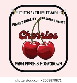 girls food fashion graphic prints for cherries fruit, funny vintage food fashion slogan print, cherry cool slogan print for tee. , vintage graphics print art, women's fashion design for fruit print.