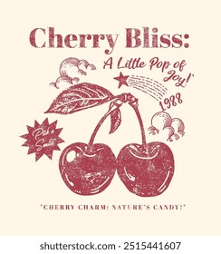 girls food fashion graphic prints for cherries fruit, funny vintage food fashion slogan print, cherry cool slogan print for tee. funny cute t-shirt pattern
