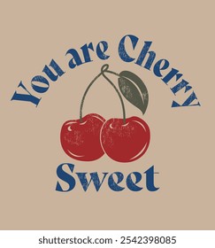 girls food fashion graphic prints for cherries fruit, funny vintage food fashion slogan print, cherry cool slogan print for tee. funny cute t-shirt pattern
