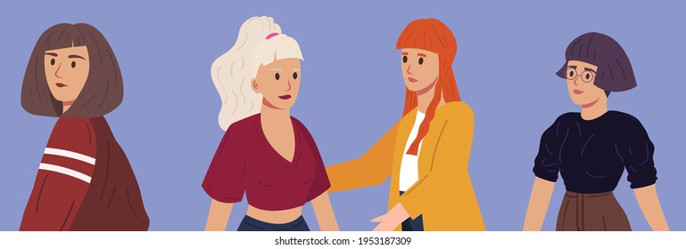 girls friends different kind fashionable communication
