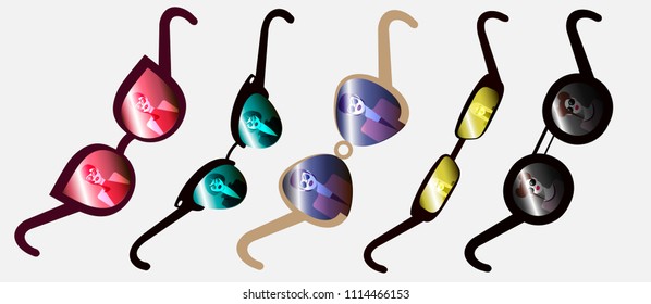 girls in glasses, reflection