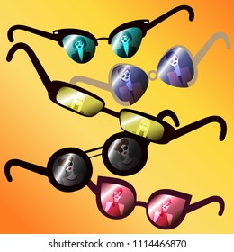 girls in glasses, reflection