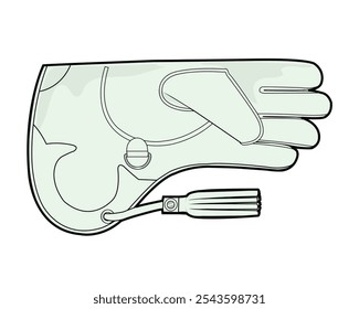 Girls gloves technical illustration vector mockup template.