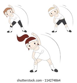 Girls goes in for sports, vector illustration