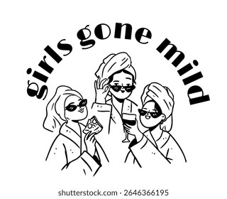 Meninas foram suave, solteira e madrinhas de casamento design de impressão de camisa, desenho à mão ilustração de contorno isolado