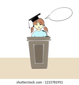 Girl's Graduation Speech At The Stands