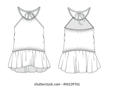 Girls' Halter Top Illustration Isolated on a White Background