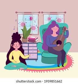 girls having fun at home